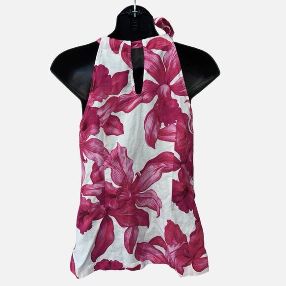 Tommy Bahama Linen Blend Tropical Floral Tie Neck Halter Top Women's size XXS - Picture 5 of 6